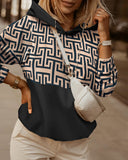 Long Sleeve Contrasting Patchwork Pattern Sweater