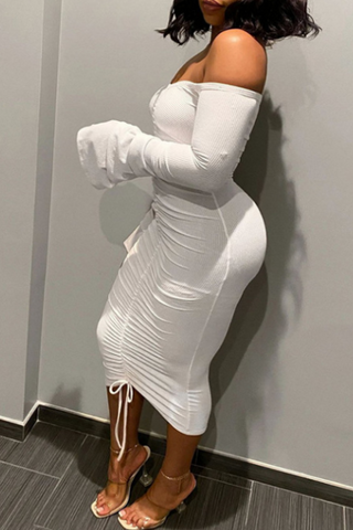 Long Sleeve Solid Color Fashion Tight Dress