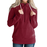 Solid Color Long Sleeve Zipper Hooded Sweater