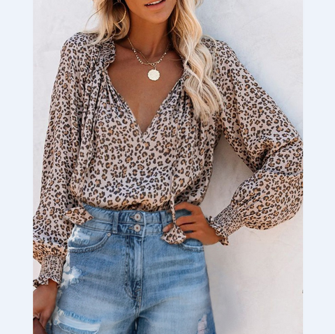 Fashion Leopard Print Long Sleeve Shirt