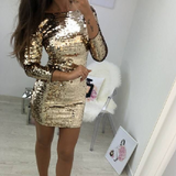 Design Fashion Sequins Long Sleeve Sexy Dress