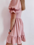 Solid Color Short Sleeve Loose High Waist Dress