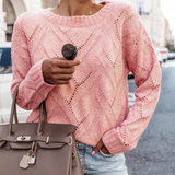 Solid Color Fashion Round Neck Long Sleeve Sweater