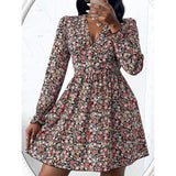 Women's Fashion V-Neck Floral Print Dress