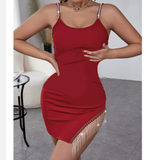 Women'S Solid Color Sling Fashion Package Hip Dress