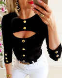 Solid Color Long Sleeve Sexy Shirt Tops