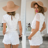Fashion two-piece lace short-sleeved shorts