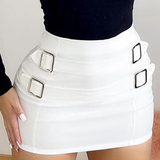 Solid Color Fashion White Wrapped Hip Skirt