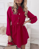 Solid Color Fashion Long Sleeve Dress