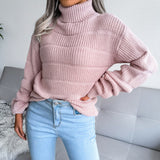 Casual High-Neck Long-Sleeved Knitted Sweater