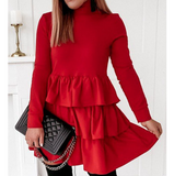 Red Women'S Long-Sleeved Mini Dress