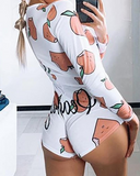Printed Long-Sleeved Slim Sexy Jumpsuit