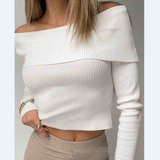 Sexy One-Shoulder Pit Strip Long-Sleeved Top