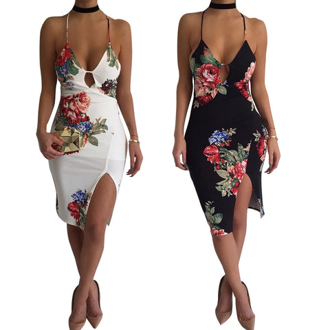 Sexy Sling Backless Printing Dress