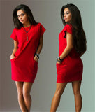 Women'S Round Neck Short-Sleeved Dress