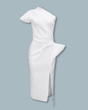 Design One Shoulder Ruched Irregular Party Dress