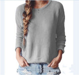 Loose long sleeved round neck knit sweater