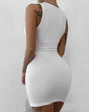 Sexy Women's White Sleeveless Tight Dress