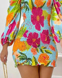Fashion Sexy Floral Long Sleeve Dress