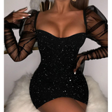 Women'S Mesh Stitching Tight Dress