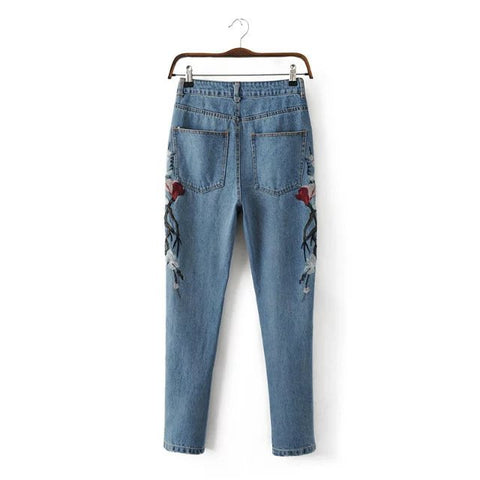 Women'S Fashion Embroidered Denim Trousers – wensoal