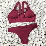 Solid Color Sexy Two-Piece Bikini Swimsuit