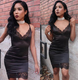 Sexy V-Neck Lace Package Hip Dress