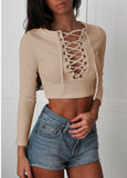 Round Neck Knit Long-Sleeved T-Shirt