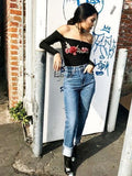 Fashion Embroidered Long-Sleeved T-Shirt