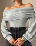 Fashion Sexy One-shoulder Long Sleeve Top