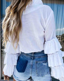 White Casual Women Long Sleeve Shirt Top
