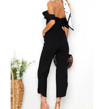 Women Sexy Wrapped Chest Backless Jumpsuit