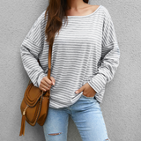 Women Long-Sleeved Design Striped T-Shirt