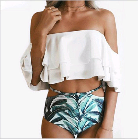 High waisted Swimsuit for girls bathing suit palm tree sexy swim suits