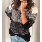 Casual Long Sleeve Stitching Knitted Sweater