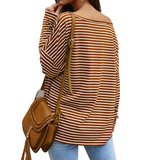Women Long-Sleeved Design Striped T-Shirt