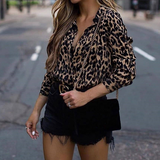 Casual Button Long Sleeve Leopard Shirt Top