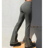 Fashion Stripe Zipper Horn Pants