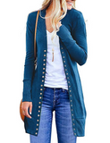 Solid Color Button Long Sleeve Cardigan