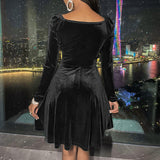 Solid Color Women's V-Neck Long Sleeve Dress