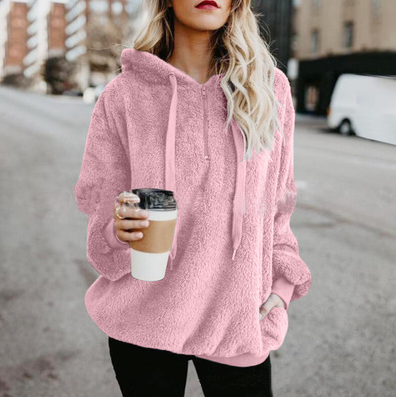 Solid Color Long Sleeve Hooded Sweater