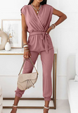 Casual Vest Pink V-Neck Sleeveless Jumpsuit