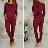 Long Sleeve Casual Off-The-Shoulder Jumpsuit