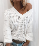 Solid Color Long Sleeve Bat Sleeve Sweater