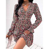 Women's Fashion V-Neck Floral Print Dress