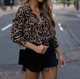 Casual Button Long Sleeve Leopard Shirt Top