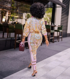 Fashion Printed Loose Long Sleeve Two-Piece Suit