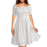 Short-Sleeved Lace Strapless Princess Dress