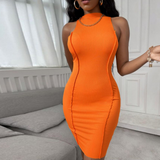 Solid Color Sleeveless Vest Package Hip Sexy Dress