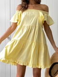 Loose Sweet Solid Color Short Sleeve Dress